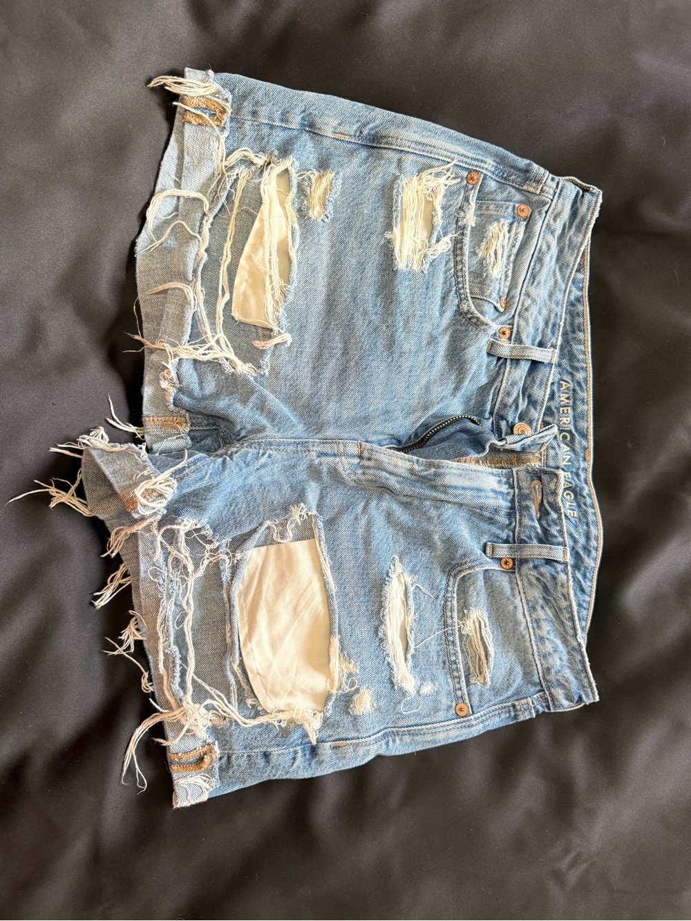 American Eagle TOMGIRL Light Blue Ripped Denim Shorts